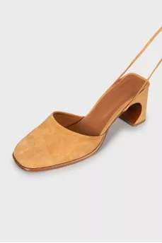 Suede mules with ties