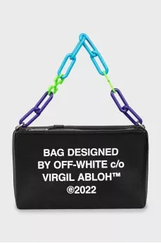Men's leather bag with metal strap