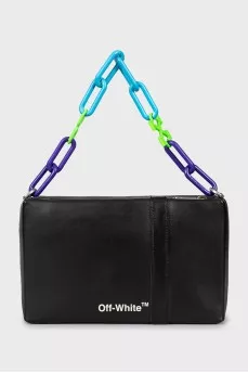 Men's leather bag with metal strap