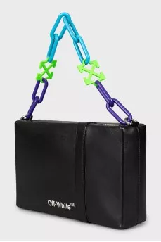 Men's leather bag with metal strap