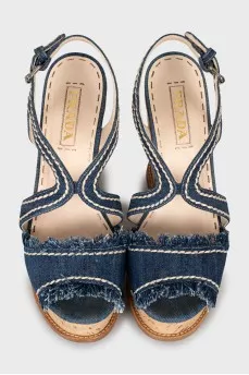 Denim wedge sandals
