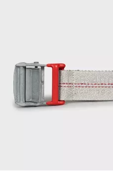 Silver belt with signature logo
