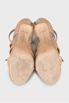 Beige leather sandals