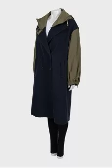 Combined coat with detachable hood