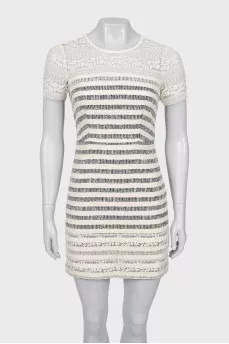 Fitted dress with stripe print