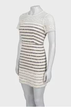Fitted dress with stripe print