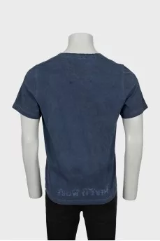 Men's loose blue T-shirt