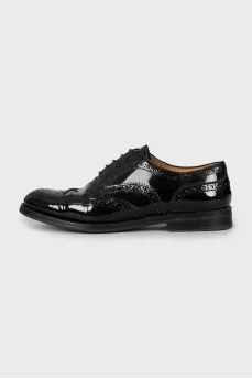 Black patent leather brogues