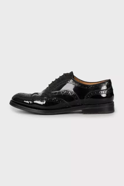 Black patent leather brogues
