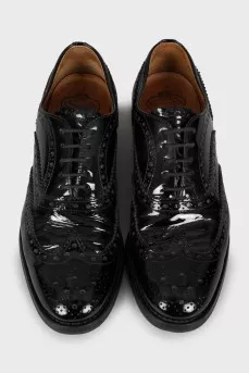 Black patent leather brogues