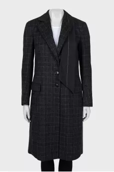 Check coat with inner vest