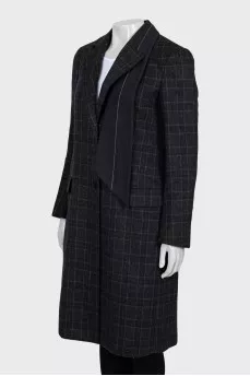 Check coat with inner vest