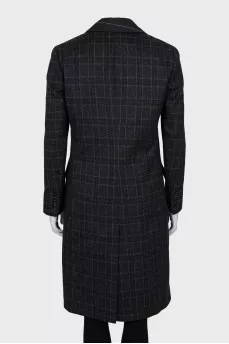 Check coat with inner vest
