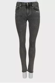 Gray high-waisted skinny jeans
