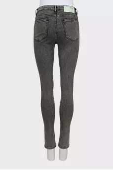 Gray high-waisted skinny jeans