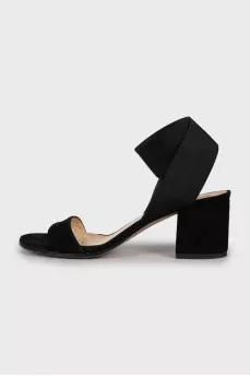 Suede mid heel sandals
