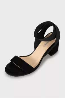 Suede mid heel sandals