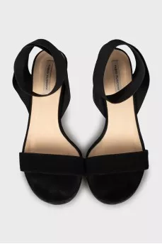 Suede mid heel sandals