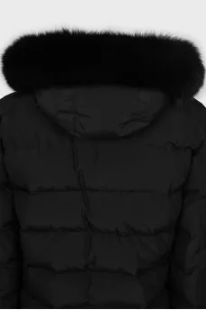 Black down jacket decorated with fur