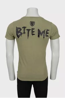 Men's khaki printed T-shirt