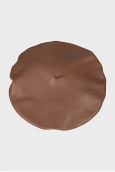 Brown leather beret with tag