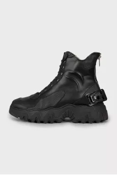 Chunky leather boots