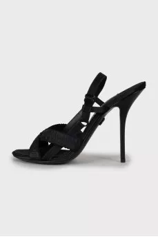 Textile high heel sandals