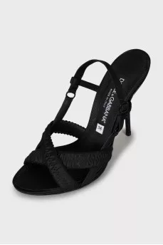 Textile high heel sandals