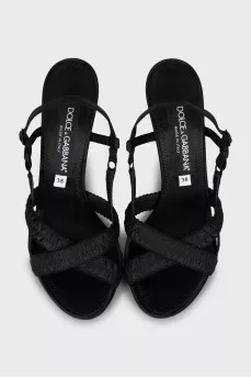 Textile high heel sandals