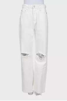 Ripped effect palazzo jeans