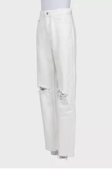 Ripped effect palazzo jeans