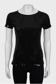 Fitted T-shirt decorated with sequins