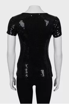 Fitted T-shirt decorated with sequins