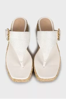 Flip-flops with woven soles