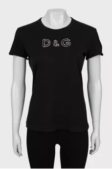 Fitted T-shirt with embellished logo