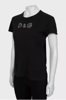 Fitted T-shirt with embellished logo