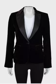 Velor jacket with pockets