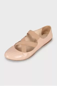 Leather ballet shoes with elastic bands