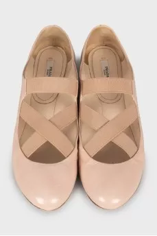 Leather ballet shoes with elastic bands