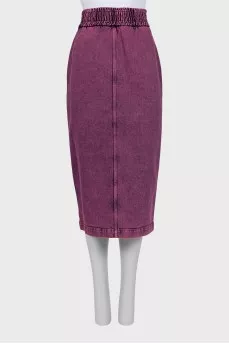 Denim midi skirt with zipper