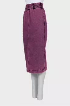 Denim midi skirt with zipper