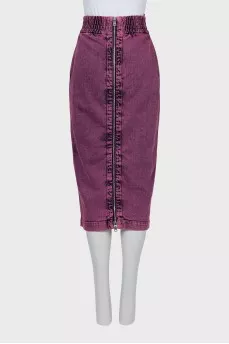 Denim midi skirt with zipper