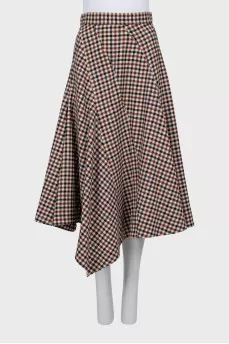Asymmetrical wool midi skirt