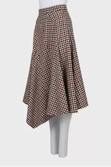 Asymmetrical wool midi skirt