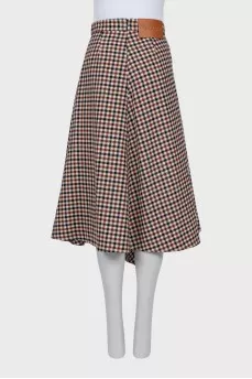 Asymmetrical wool midi skirt