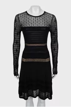 Dress with woven inserts and tag