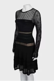 Dress with woven inserts and tag
