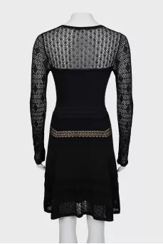 Dress with woven inserts and tag