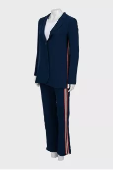 Blue suit with combined stripes