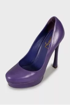 Purple leather shoes